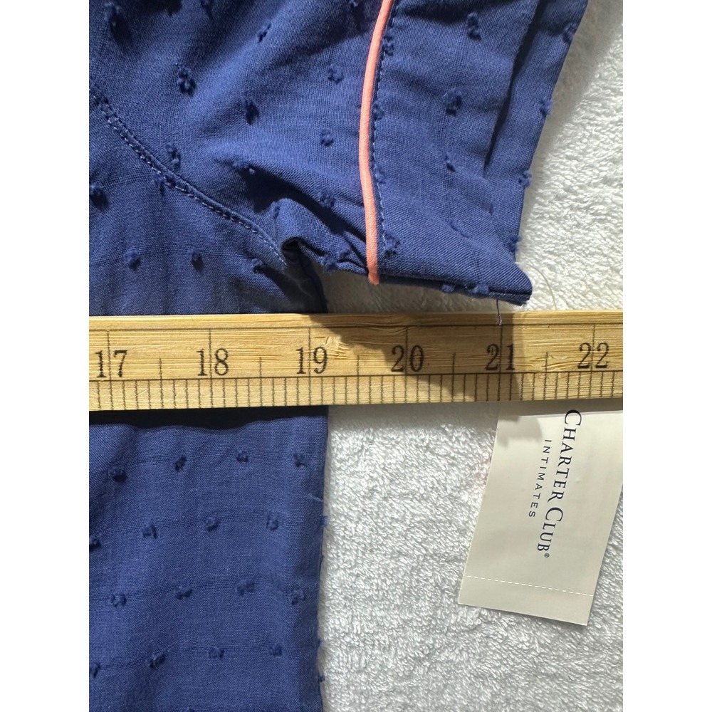 Charter Club Intimates Sleep Top Pink Trim Button Down Shirt XS - Picture 7 of 7